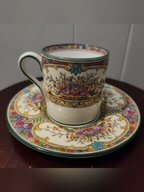 Wedgwood Floral Vintage Porcelain Demitasse Cup & Saucer - Multicolor